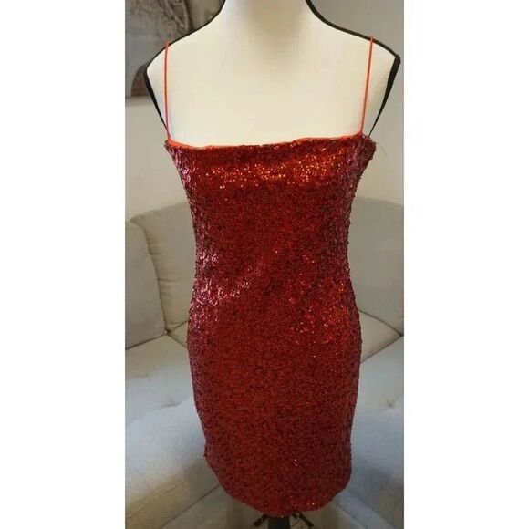 Fashion Nova Dresses & Skirts - NWT Fashion Nova RED "My Valentine" Christmas/ NYE/ Holiday Sequin Mini Dress, S